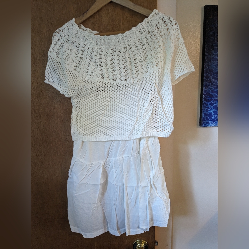 One piece babydoll tank with attached cropped sweater - size Large